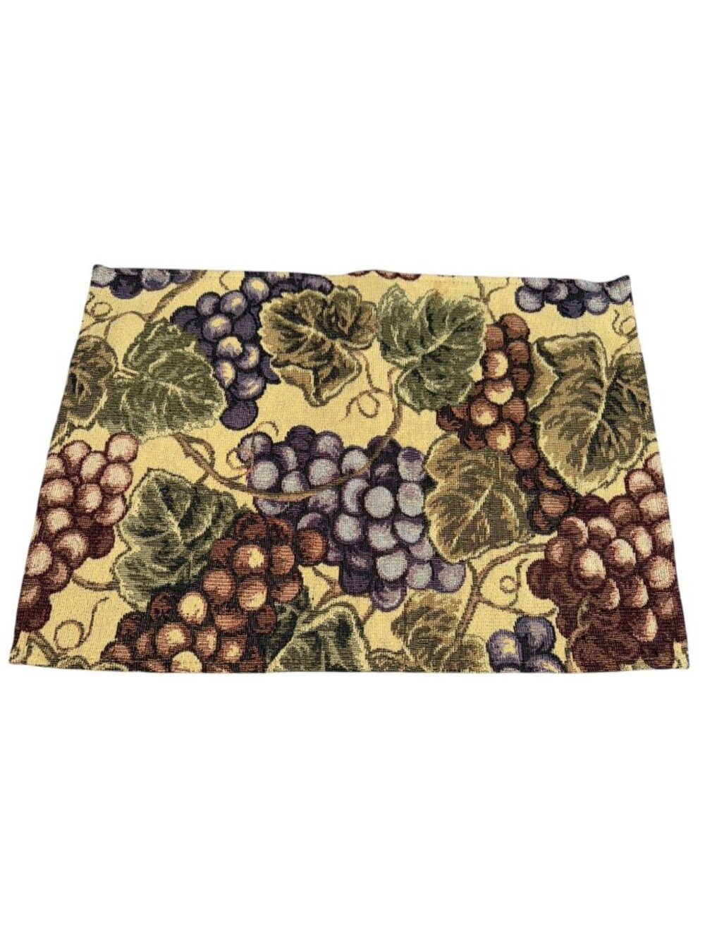 6 Vintage Handmade Woven Tapestry Placemat Grape Orchard